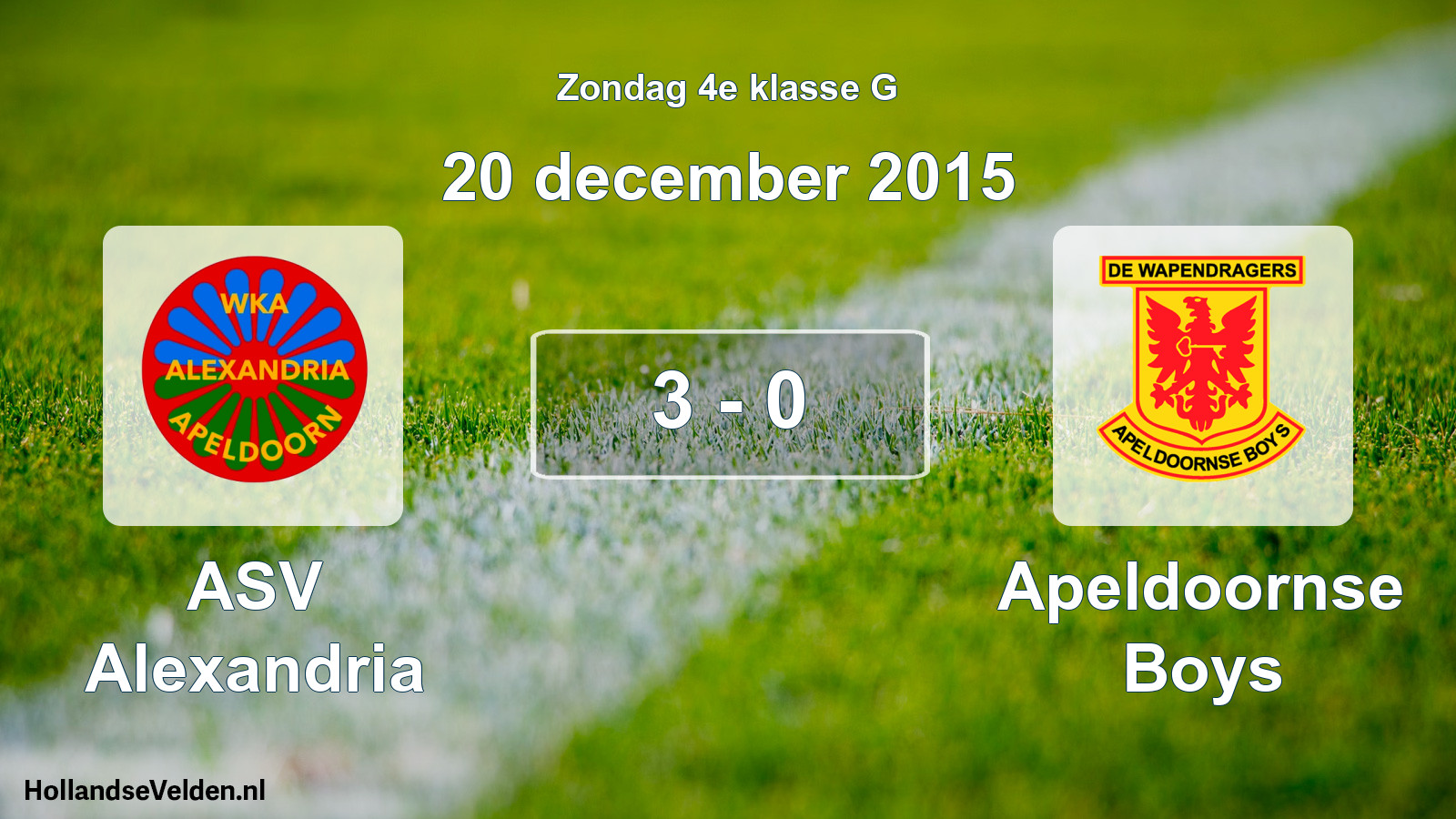 Total number of matches played: ASV Alexandria - Apeldoornse Boys 3 - 0 (20 December 2015)