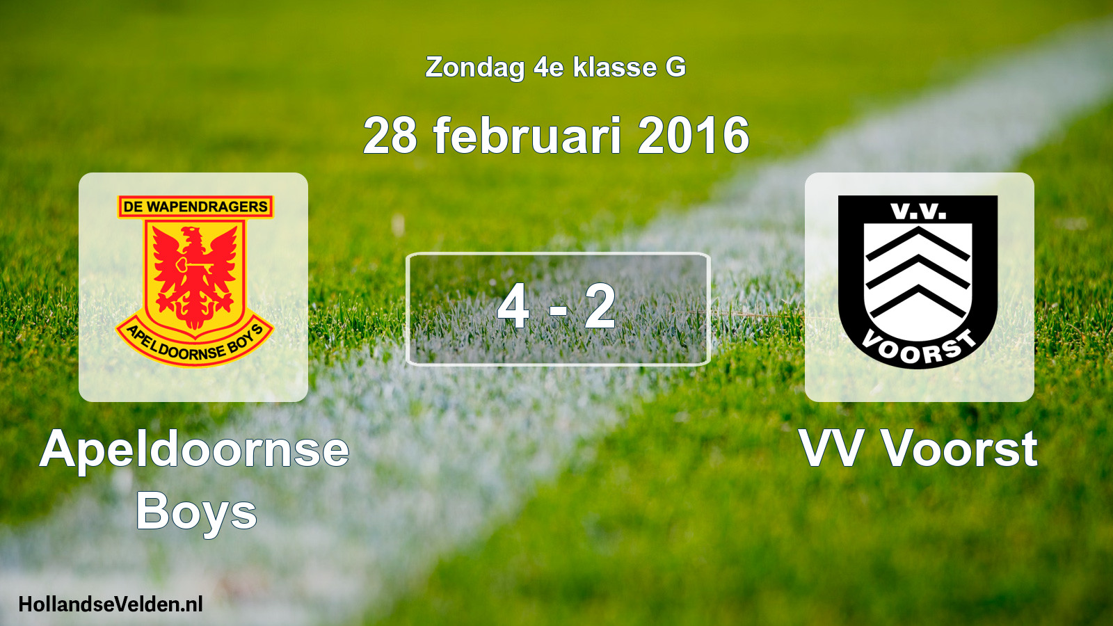 Total number of matches played: Apeldoornse Boys - VV Voorst 4 - 2 (28 February 2016)