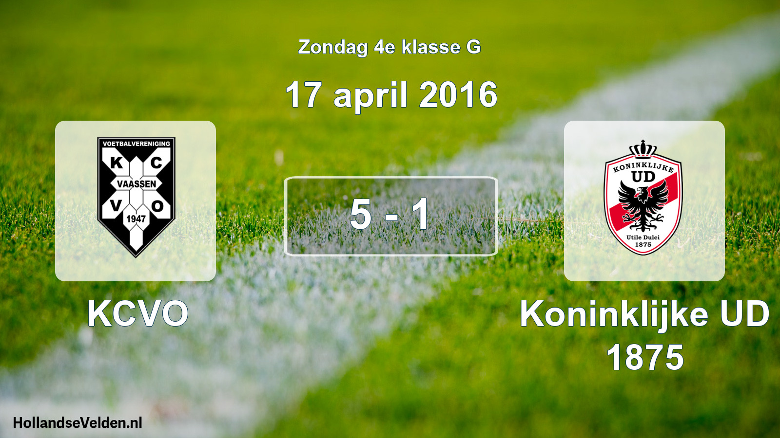 Total number of matches played: KCVO - Koninklijke UD 1875 5 - 1 (17 April 2016)