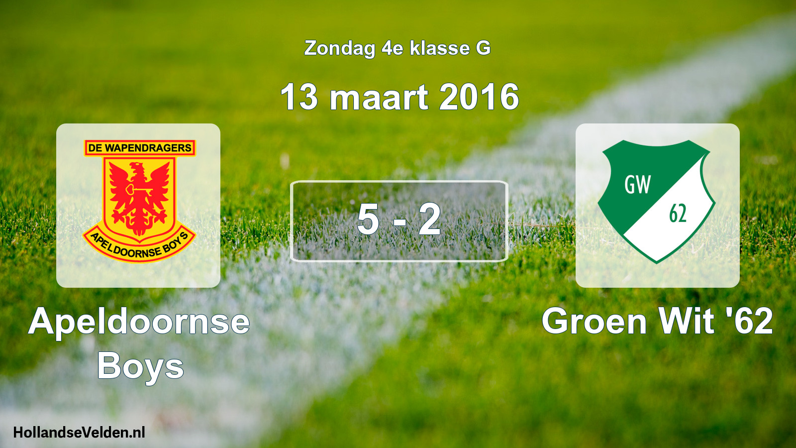 Total number of matches played: Apeldoornse Boys - Groen Wit '62 5 - 2 (13 March 2016)
