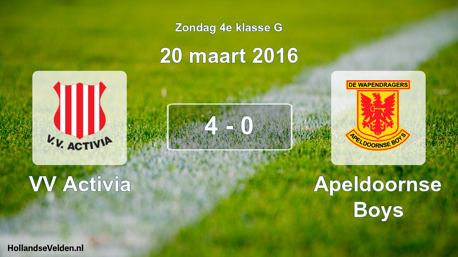 Total number of matches played: VV Activia - Apeldoornse Boys 4 - 0 (20 March 2016)