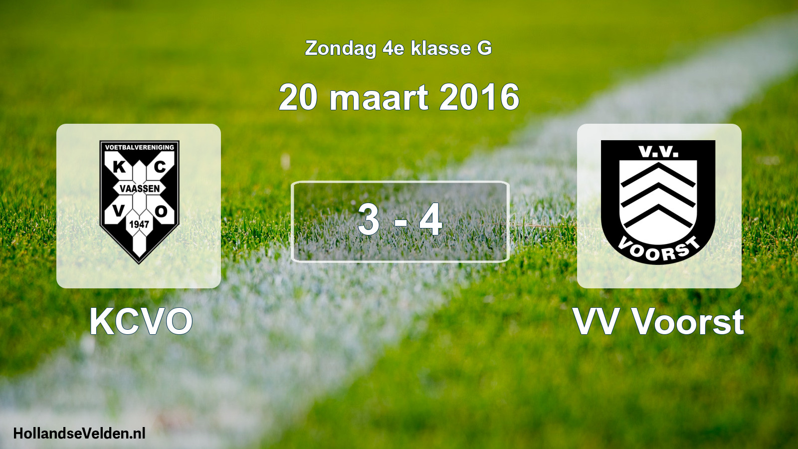 Total number of matches played: KCVO - VV Voorst 3 - 4 (20 March 2016)