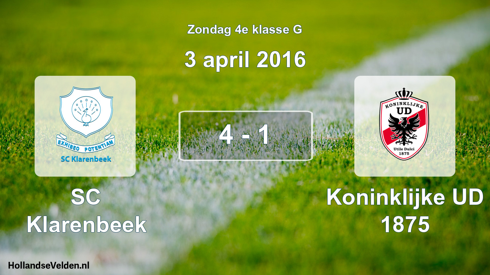 Total number of matches played: SC Klarenbeek - Koninklijke UD 1875 4 - 1 (3 April 2016)