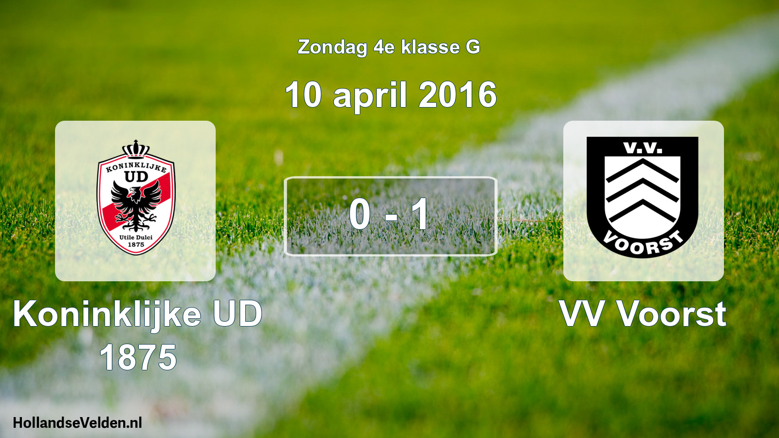 Total number of matches played: Koninklijke UD 1875 - VV Voorst 0 - 1 (10 April 2016)