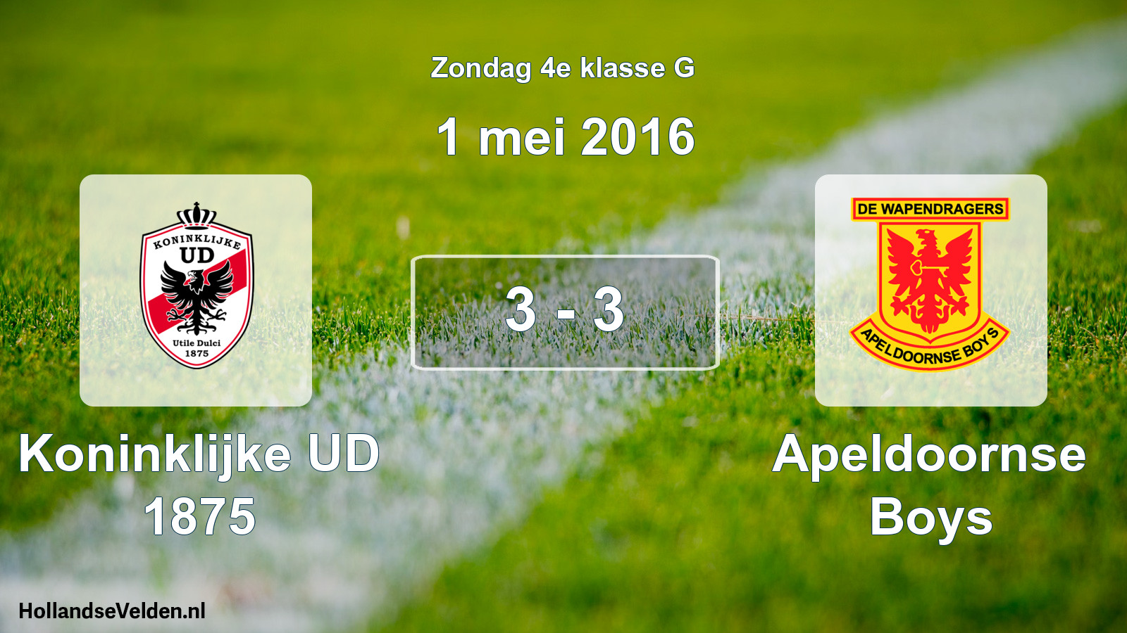 Total number of matches played: Koninklijke UD 1875 - Apeldoornse Boys 3 - 3 (1 May 2016)