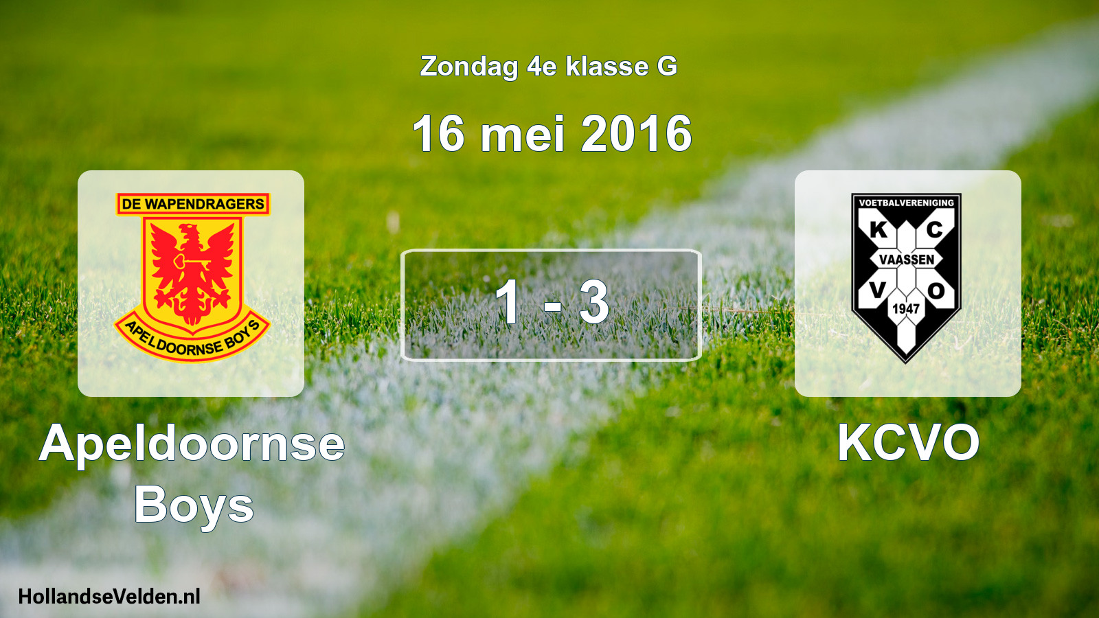 Total number of matches played: Apeldoornse Boys - KCVO 1 - 3 (16 May 2016)