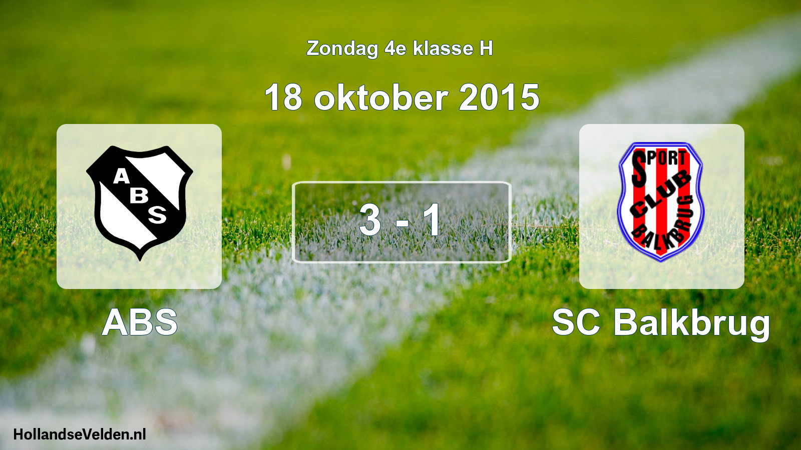 Total number of matches played: ABS - SC Balkbrug 3 - 1 (18 October 2015)