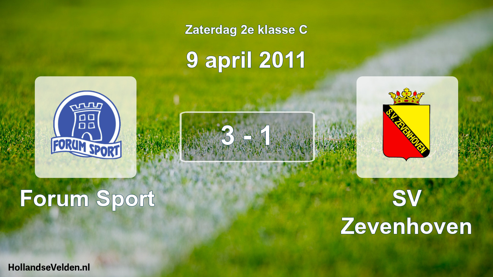 Total number of matches played: Forum Sport - SV Zevenhoven 3 - 1 (9 April 2011)