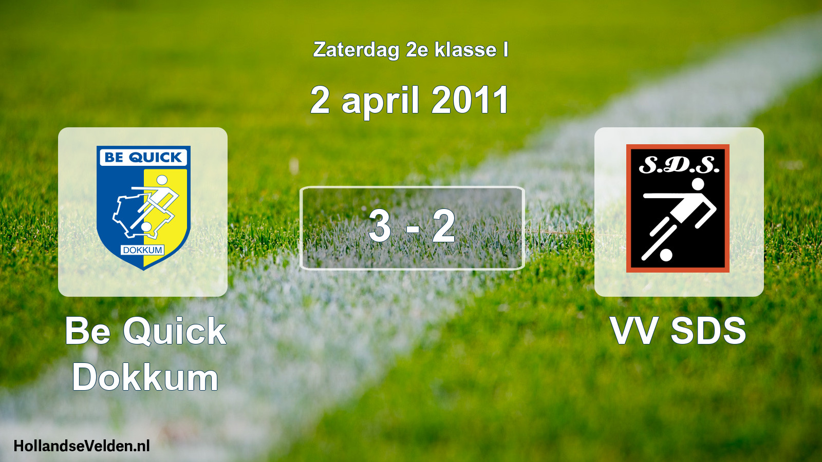 Total number of matches played: Be Quick Dokkum - VV SDS 3 - 2 (2 April 2011)