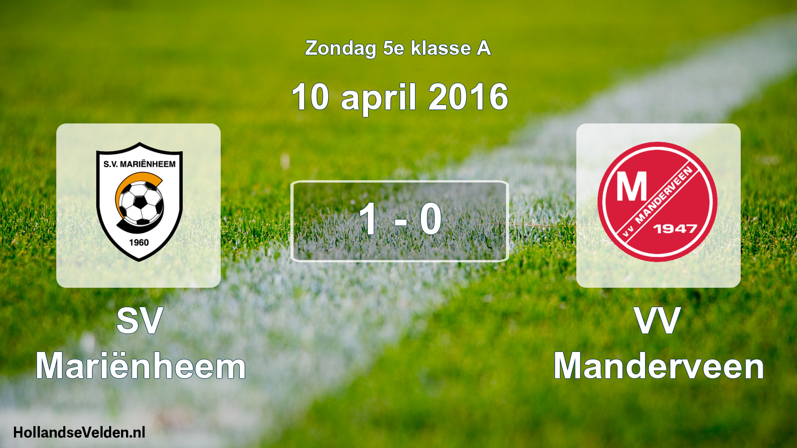 Total number of matches played: SV Mariënheem - VV Manderveen 1 - 0 (10 April 2016)