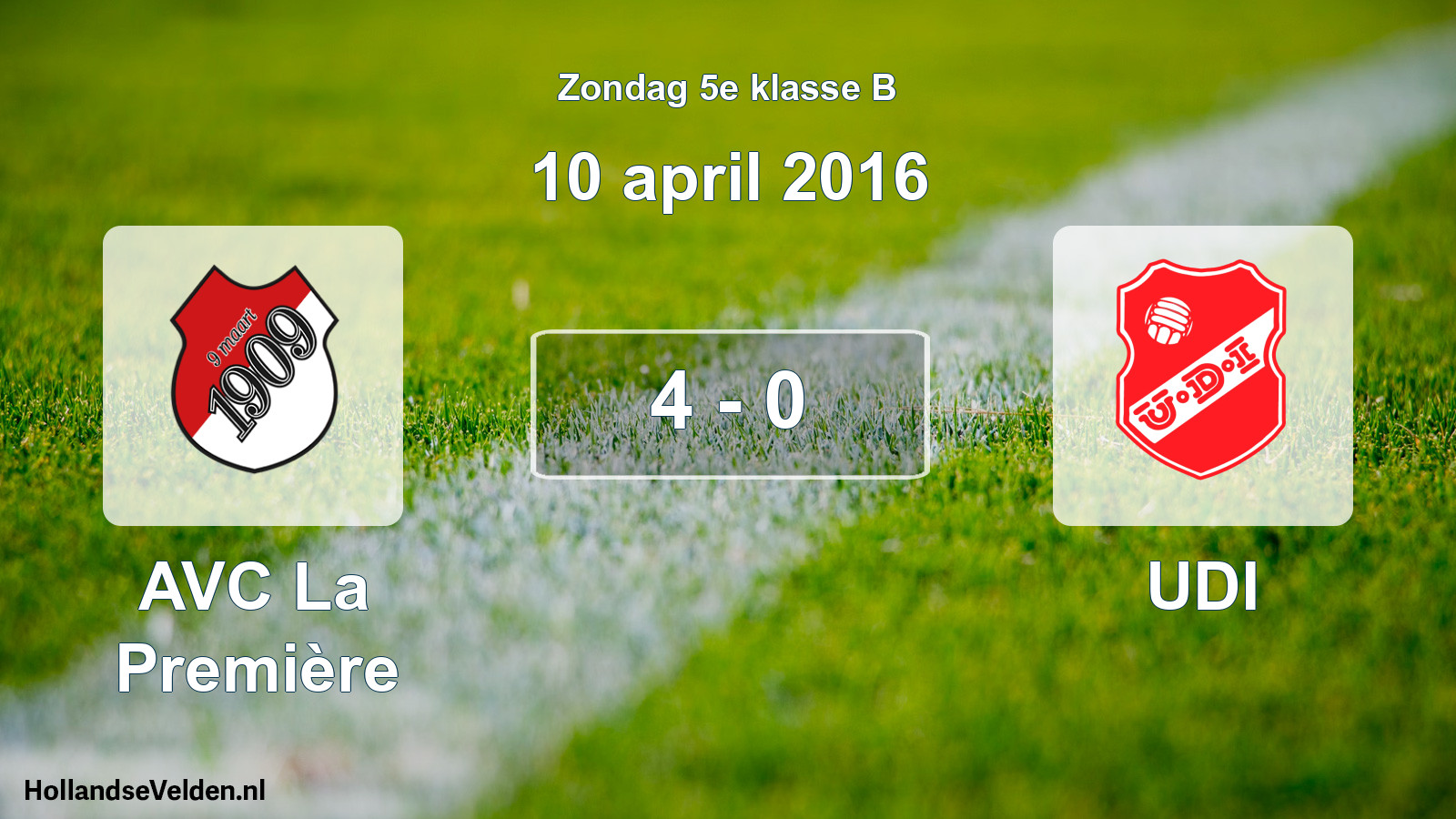 Total number of matches played: AVC La Première - UDI 4 - 0 (10 April 2016)