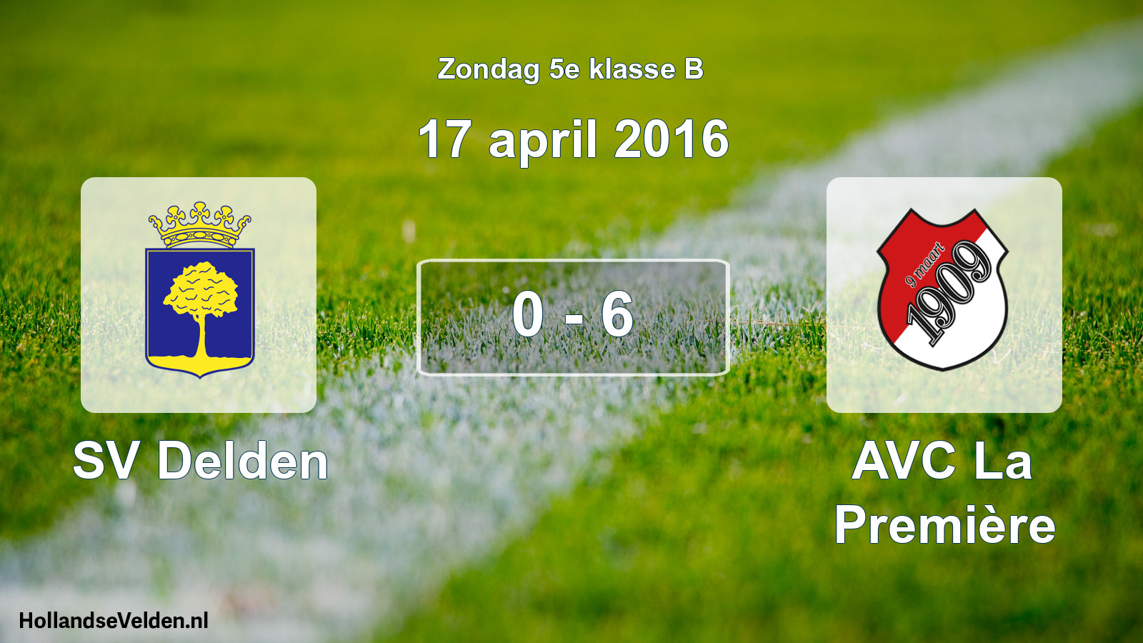 Total number of matches played: SV Delden - AVC La Première 0 - 6 (17 April 2016)