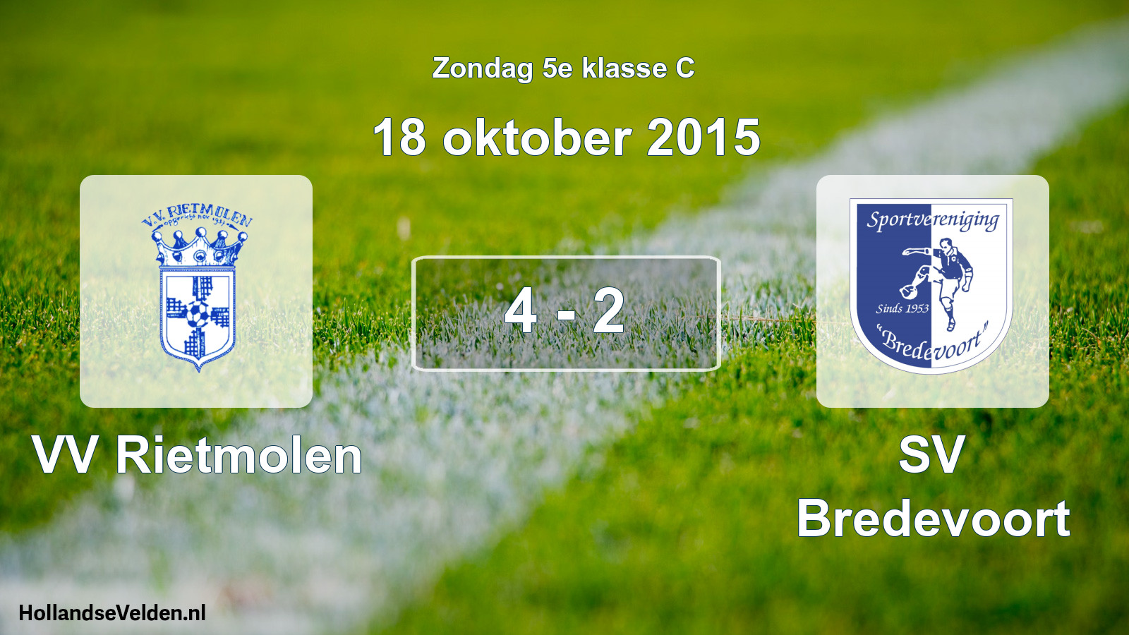 Total number of matches played: VV Rietmolen - SV Bredevoort 4 - 2 (18 October 2015)