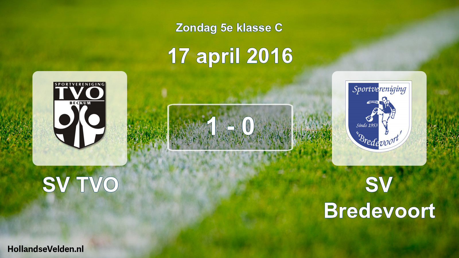 Total number of matches played: SV TVO - SV Bredevoort 1 - 0 (17 April 2016)