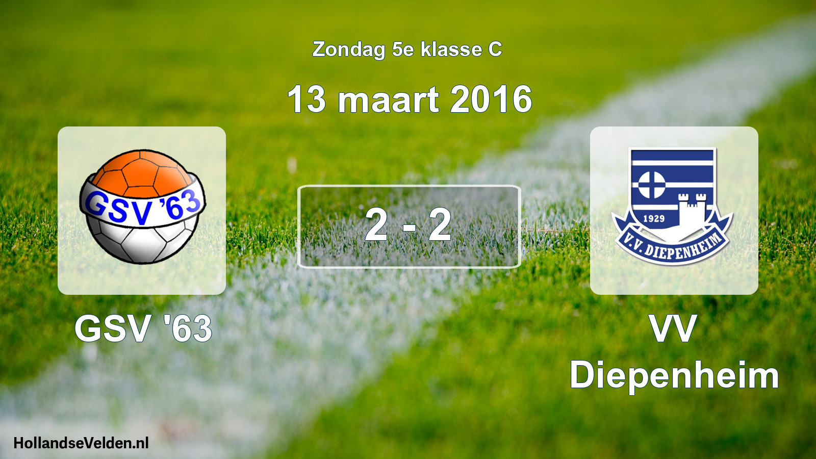 Total number of matches played: GSV '63 - VV Diepenheim 2 - 2 (13 March 2016)