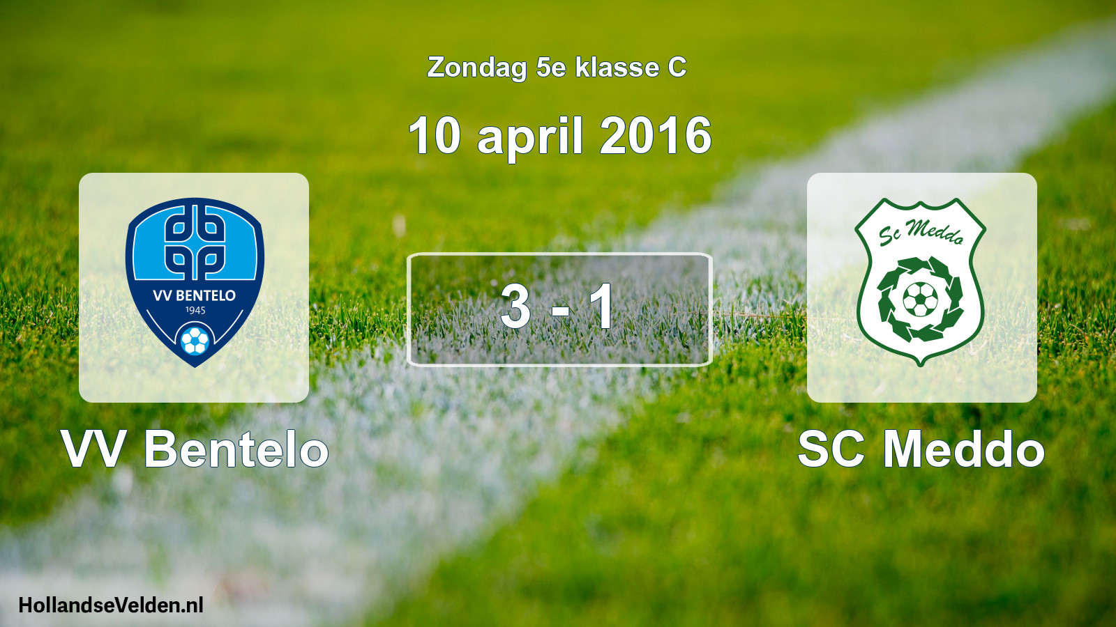 Total number of matches played: VV Bentelo - SC Meddo 3 - 1 (10 April 2016)