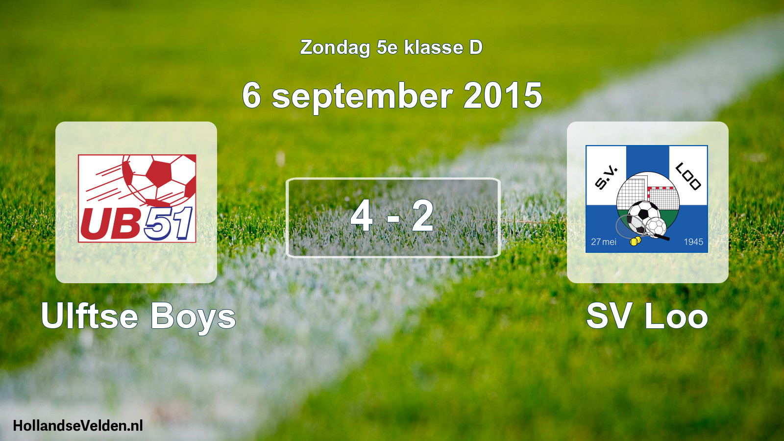 Total number of matches played: Ulftse Boys - SV Loo 4 - 2 (6 September 2015)