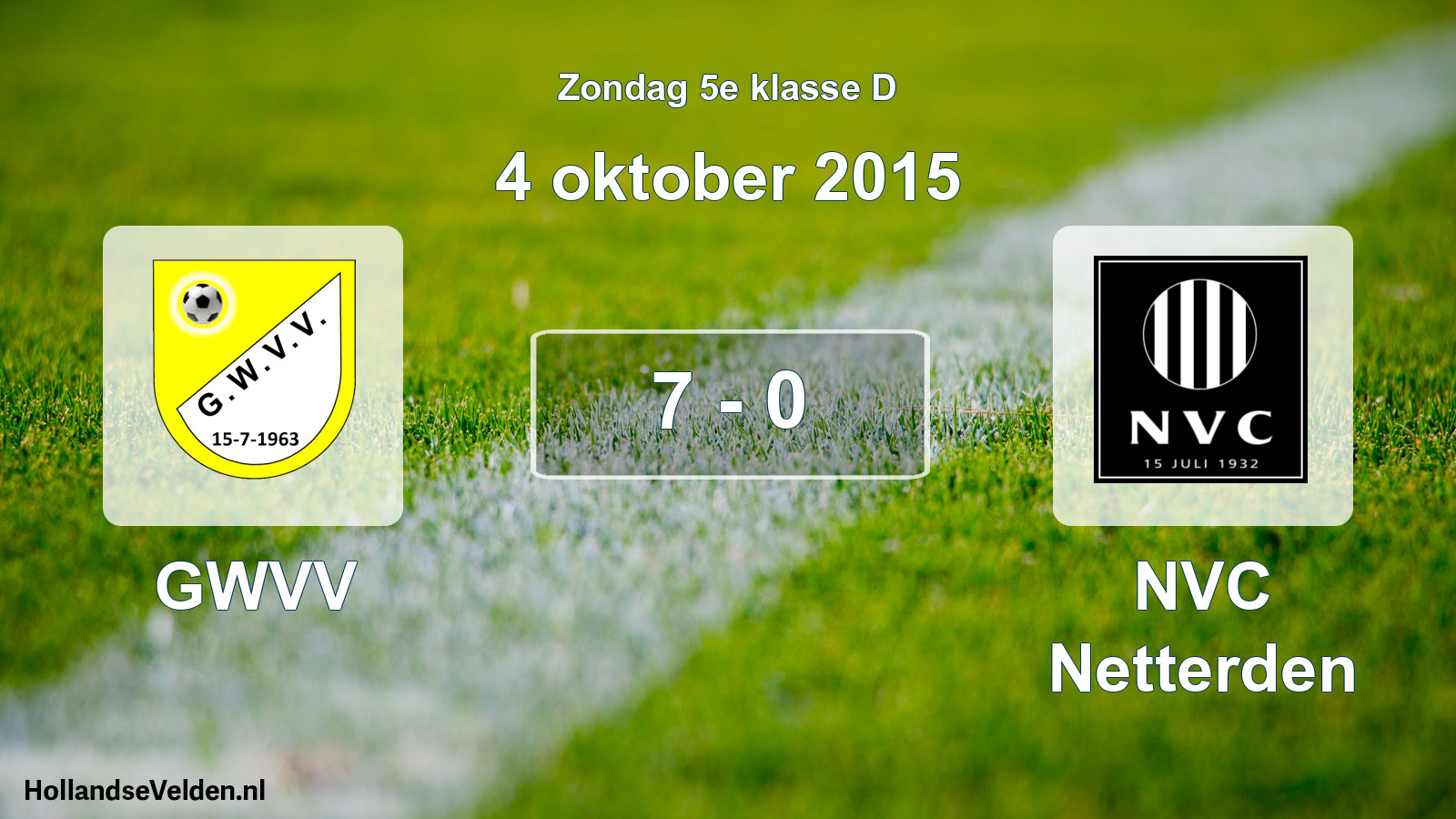 Total number of matches played: GWVV - NVC Netterden 7 - 0 (4 October 2015)