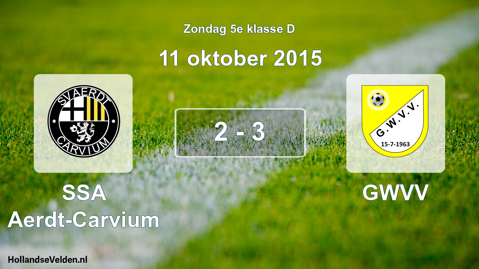 Total number of matches played: SSA Aerdt-Carvium - GWVV 2 - 3 (11 October 2015)