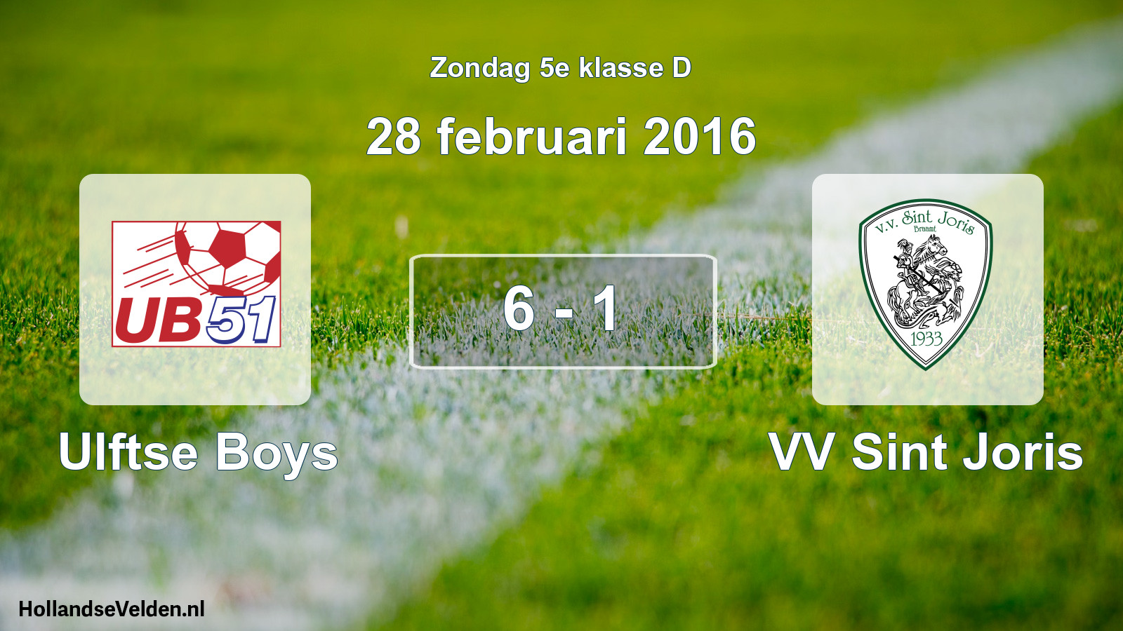 Total number of matches played: Ulftse Boys - VV Sint Joris 6 - 1 (28 February 2016)