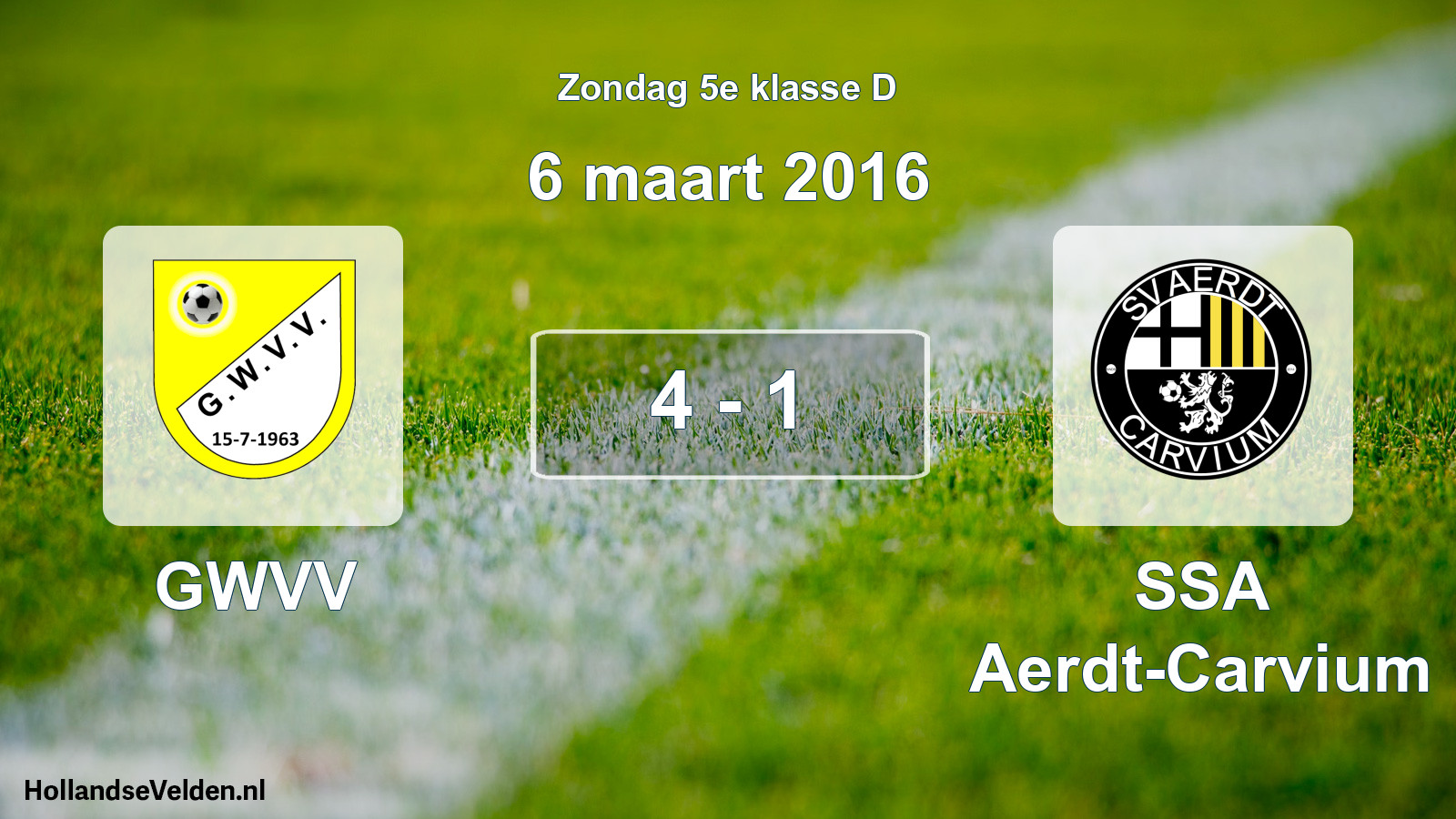 Total number of matches played: GWVV - SSA Aerdt-Carvium 4 - 1 (6 March 2016)