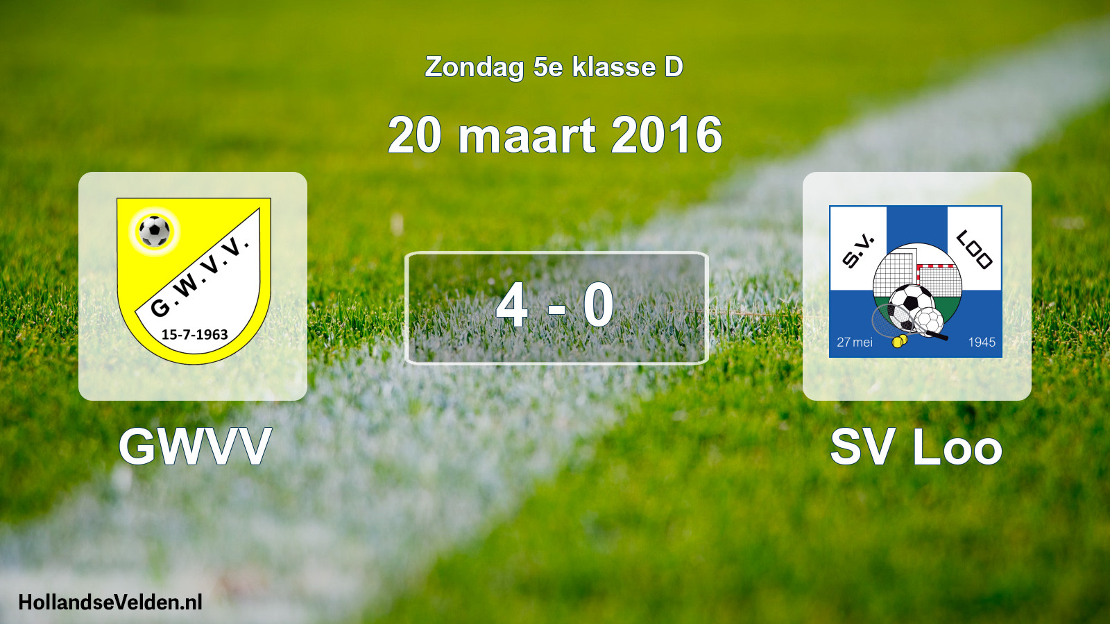 Total number of matches played: GWVV - SV Loo 4 - 0 (20 March 2016)