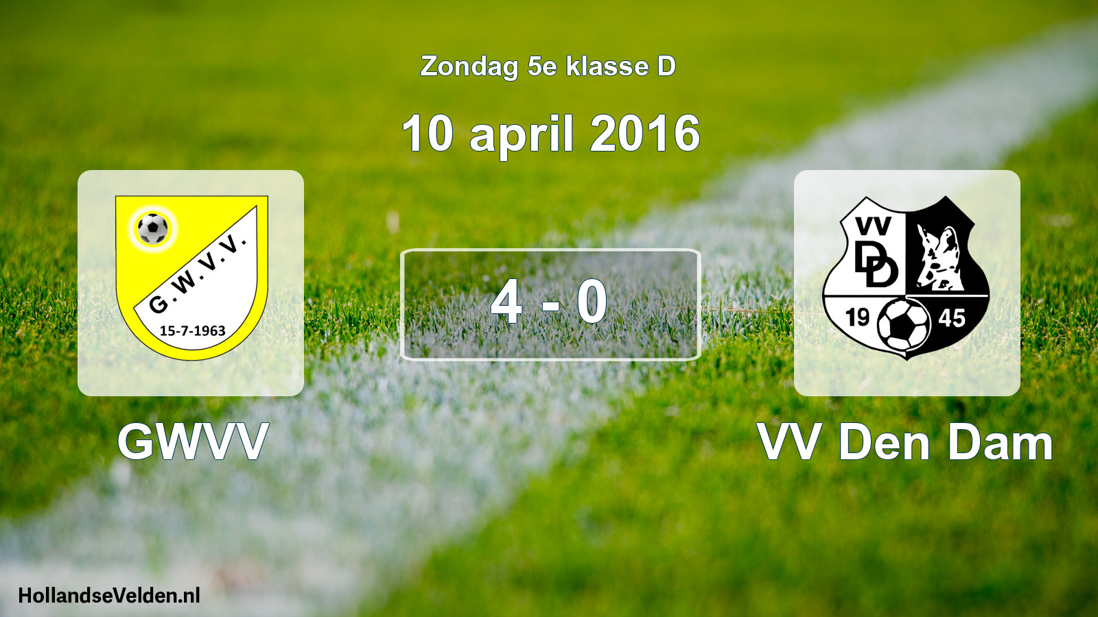 Total number of matches played: GWVV - VV Den Dam 4 - 0 (10 April 2016)