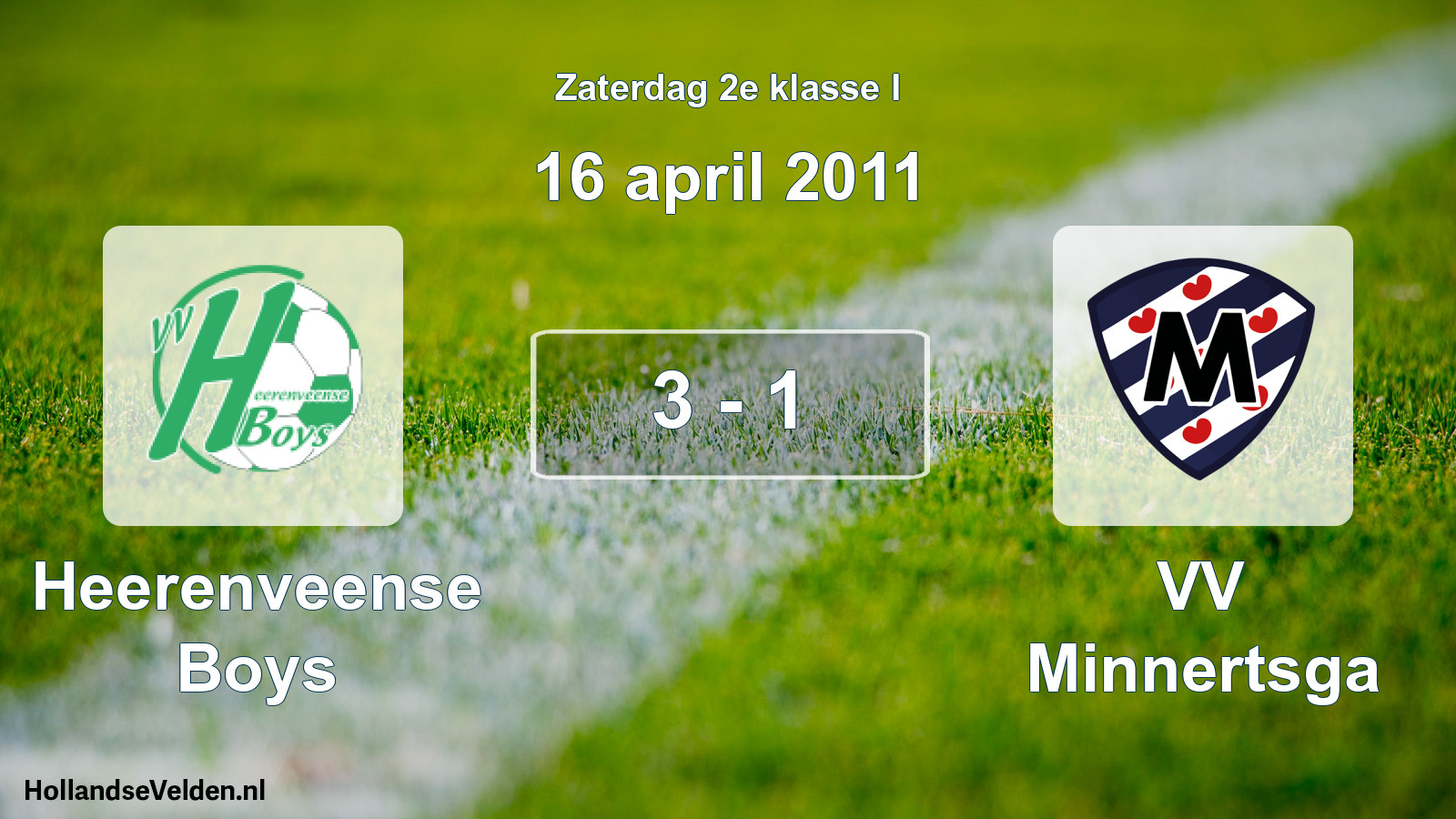 Total number of matches played: Heerenveense Boys - VV Minnertsga 3 - 1 (16 April 2011)