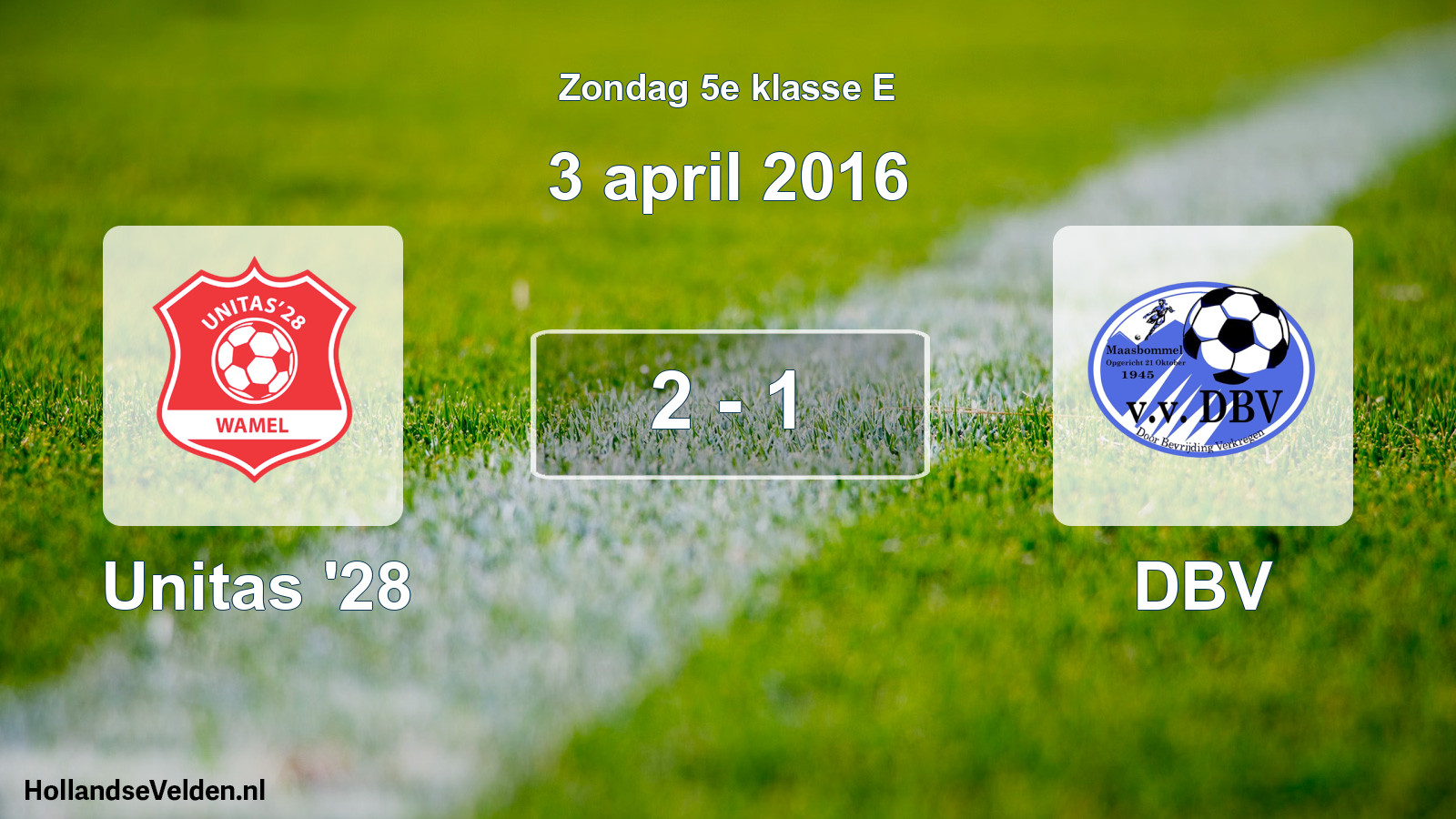 Total number of matches played: Unitas '28 - DBV 2 - 1 (3 April 2016)