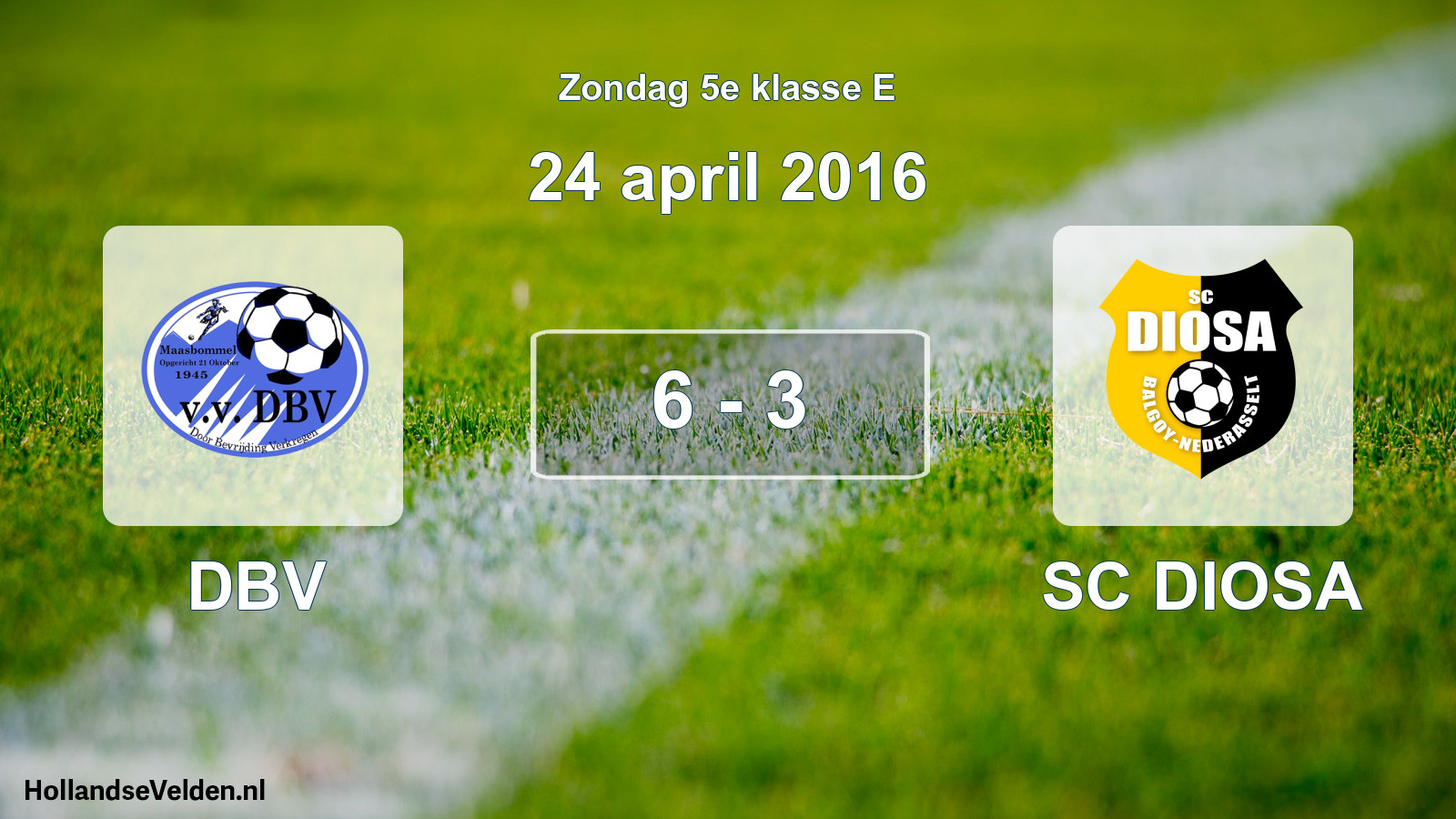 Total number of matches played: DBV - SC DIOSA 6 - 3 (24 April 2016)
