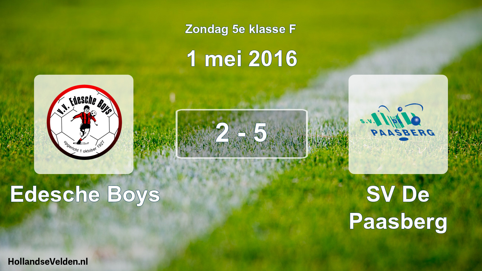 Total number of matches played: Edesche Boys - SV De Paasberg 2 - 5 (1 May 2016)