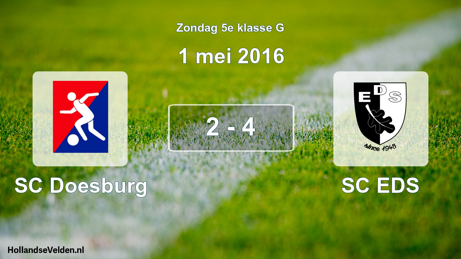 Total number of matches played: SC Doesburg - SC EDS 2 - 4 (1 May 2016)