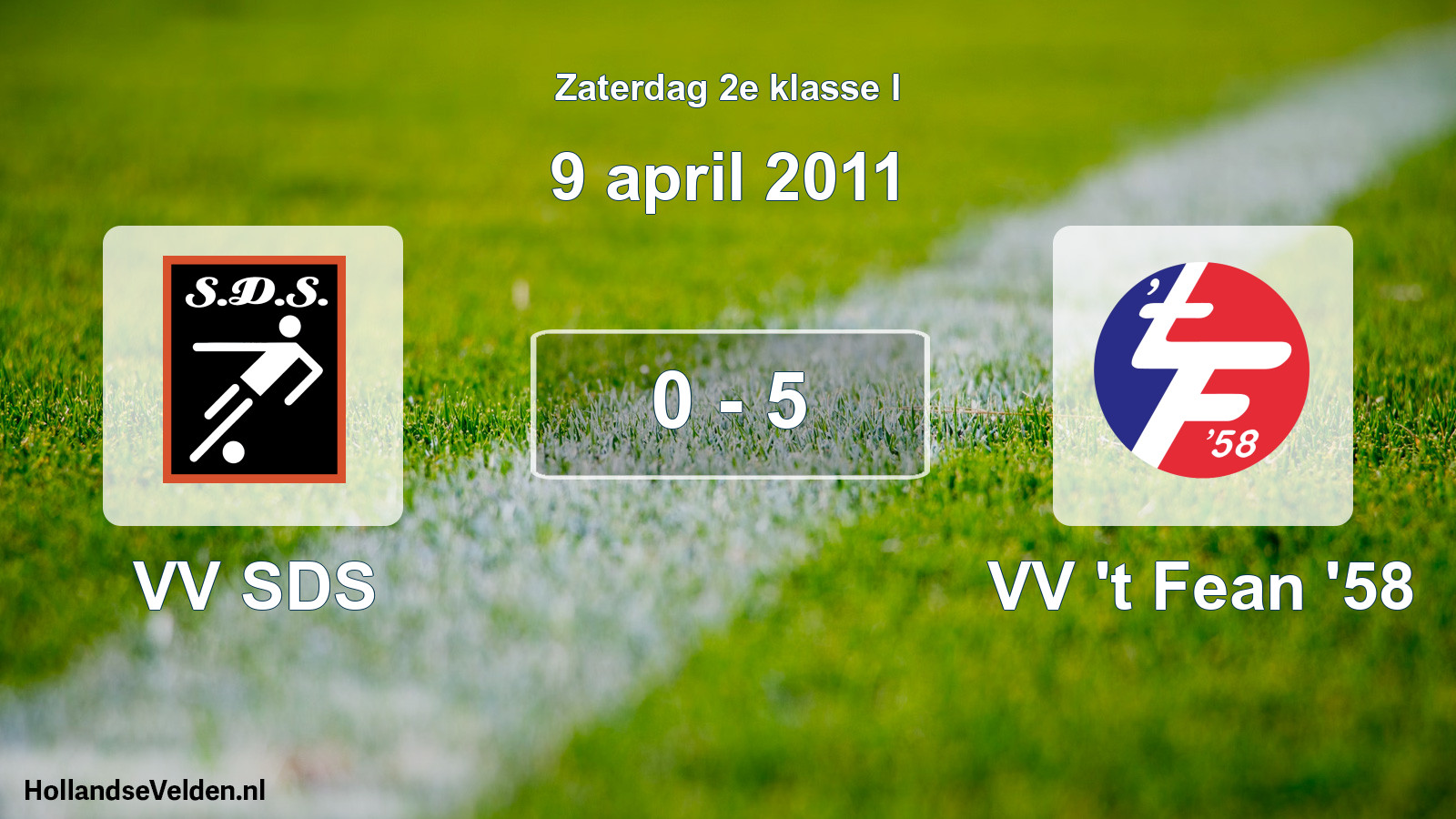 Total number of matches played: VV SDS - VV 't Fean '58 0 - 5 (9 April 2011)