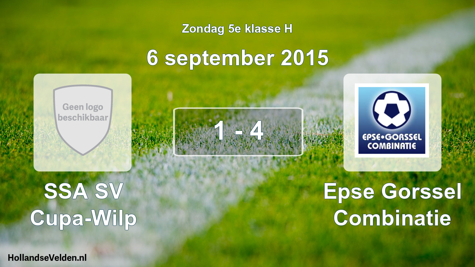 Total number of matches played: SSA SV Cupa-Wilp - Epse Gorssel Combinatie 1 - 4 (6 September 2015)