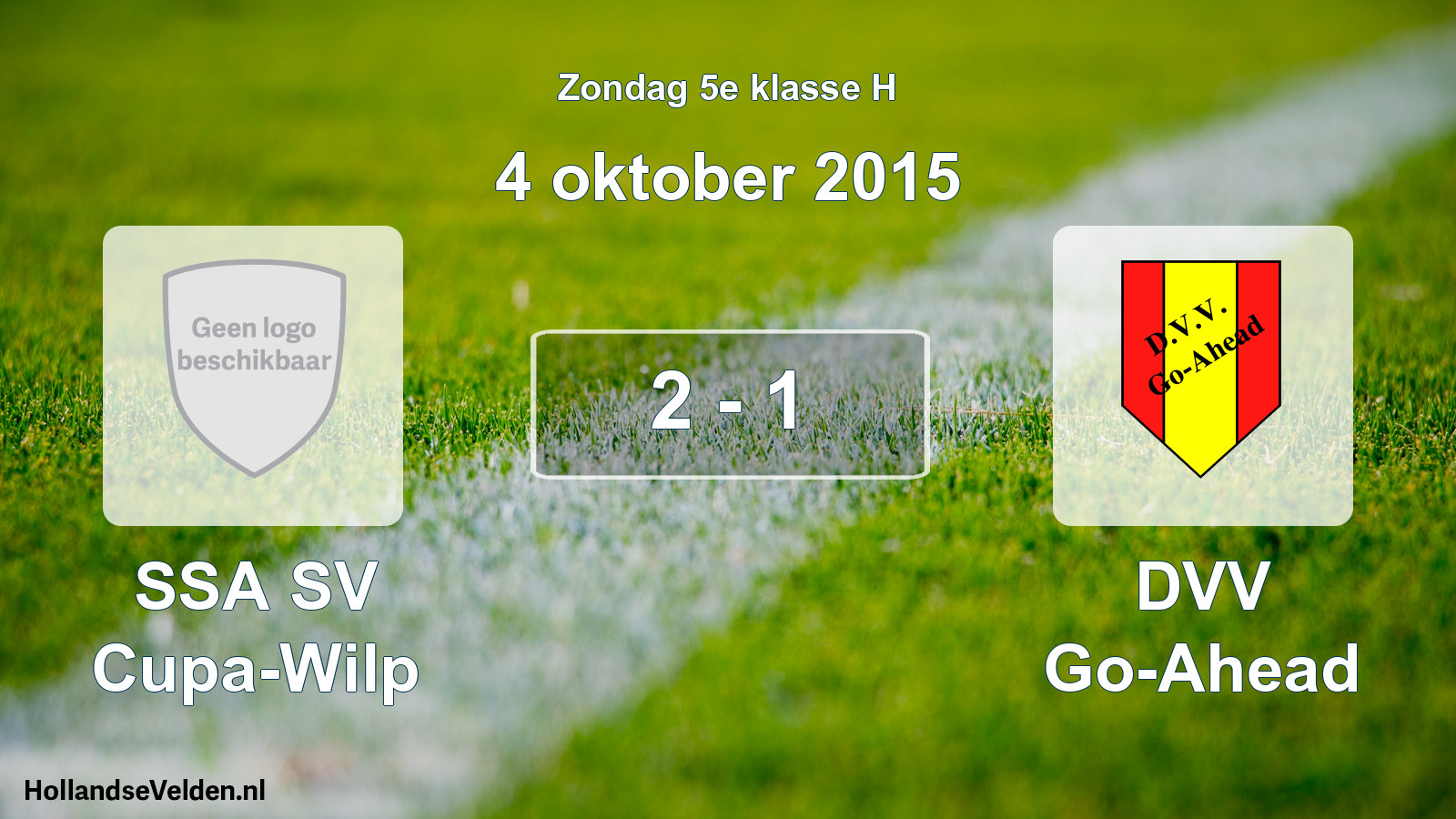 Total number of matches played: SSA SV Cupa-Wilp - DVV Go-Ahead 2 - 1 (4 October 2015)