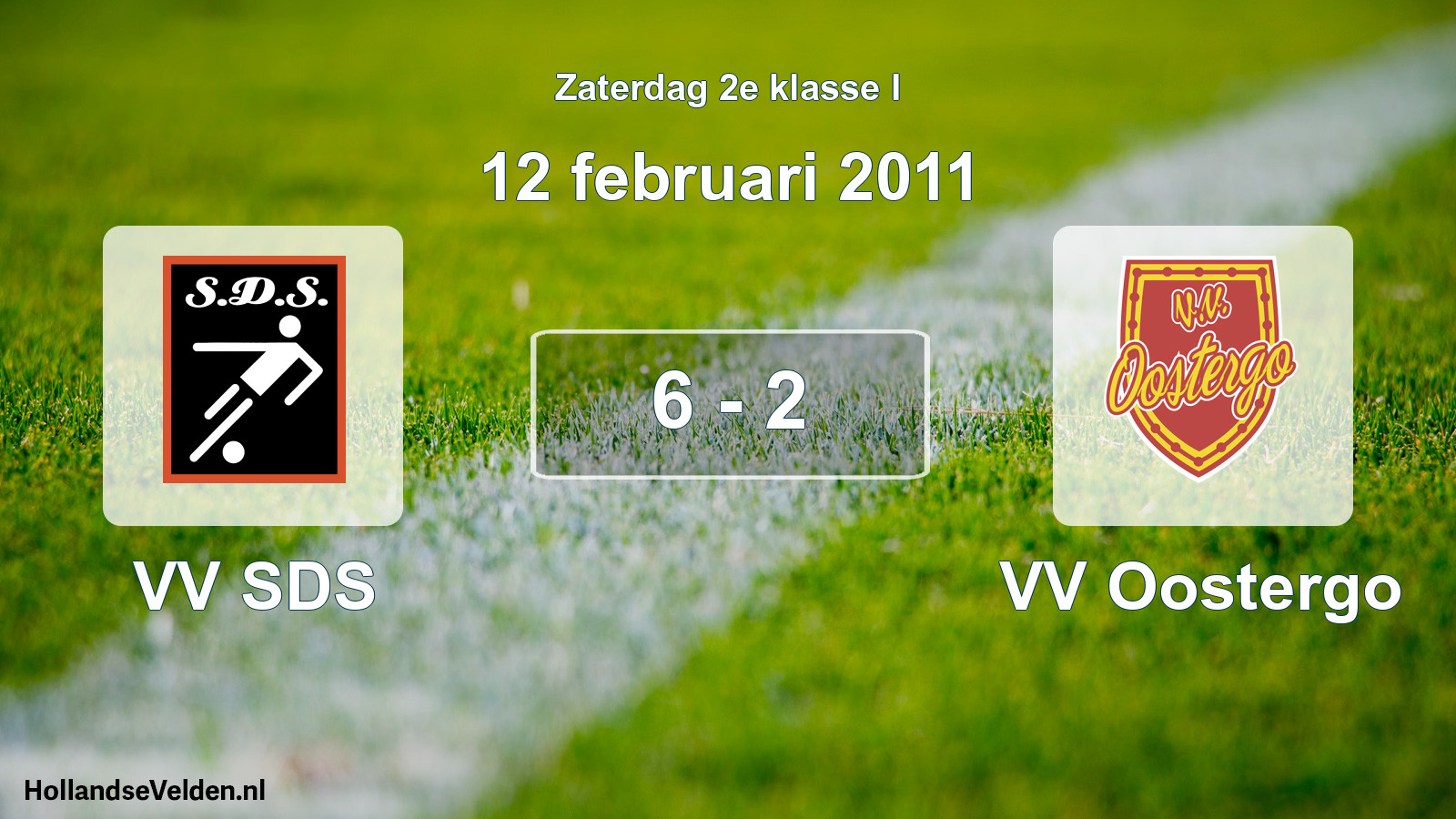 Total number of matches played: VV SDS - VV Oostergo 6 - 2 (12 February 2011)