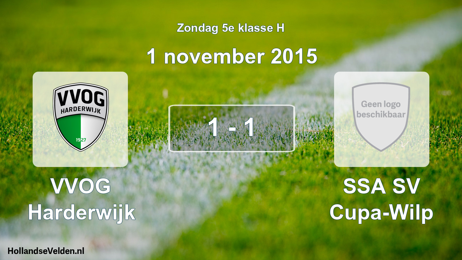 Total number of matches played: VVOG Harderwijk - SSA SV Cupa-Wilp 1 - 1 (1 November 2015)