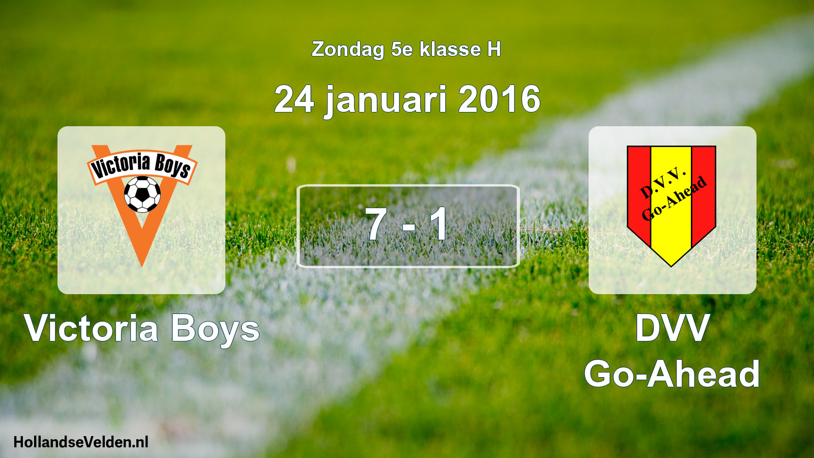 Total number of matches played: Victoria Boys - DVV Go-Ahead 7 - 1 (24 January 2016)