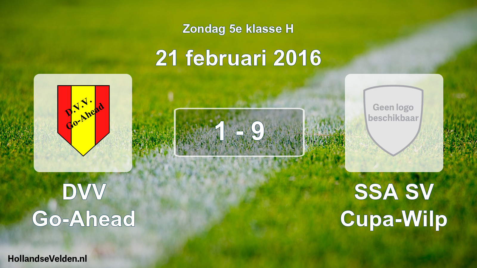 Total number of matches played: DVV Go-Ahead - SSA SV Cupa-Wilp 1 - 9 (21 February 2016)