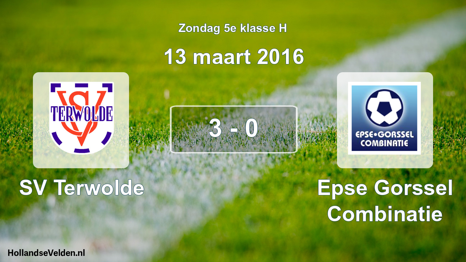 Total number of matches played: SV Terwolde - Epse Gorssel Combinatie 3 - 0 (13 March 2016)