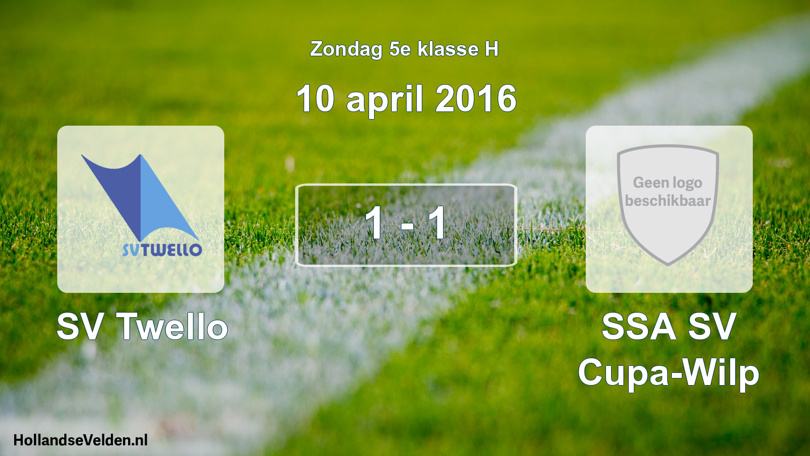 Total number of matches played: SV Twello - SSA SV Cupa-Wilp 1 - 1 (10 April 2016)