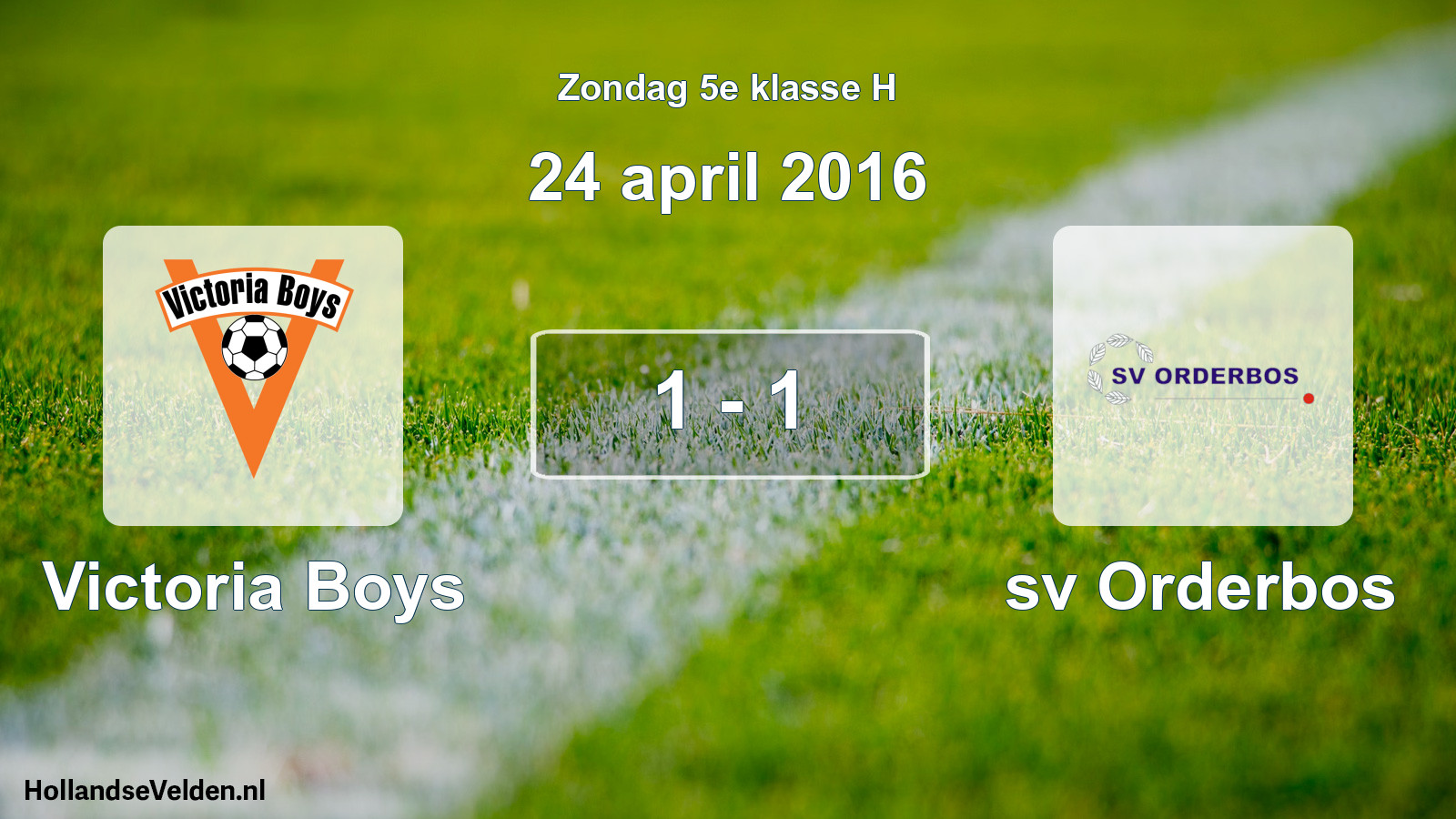 Total number of matches played: Victoria Boys - sv Orderbos 1 - 1 (24 April 2016)