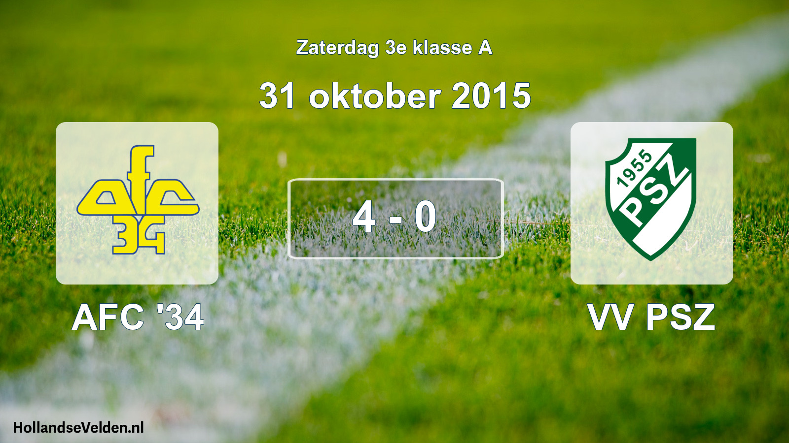 Total number of matches played: AFC '34 - VV PSZ 4 - 0 (31 October 2015)