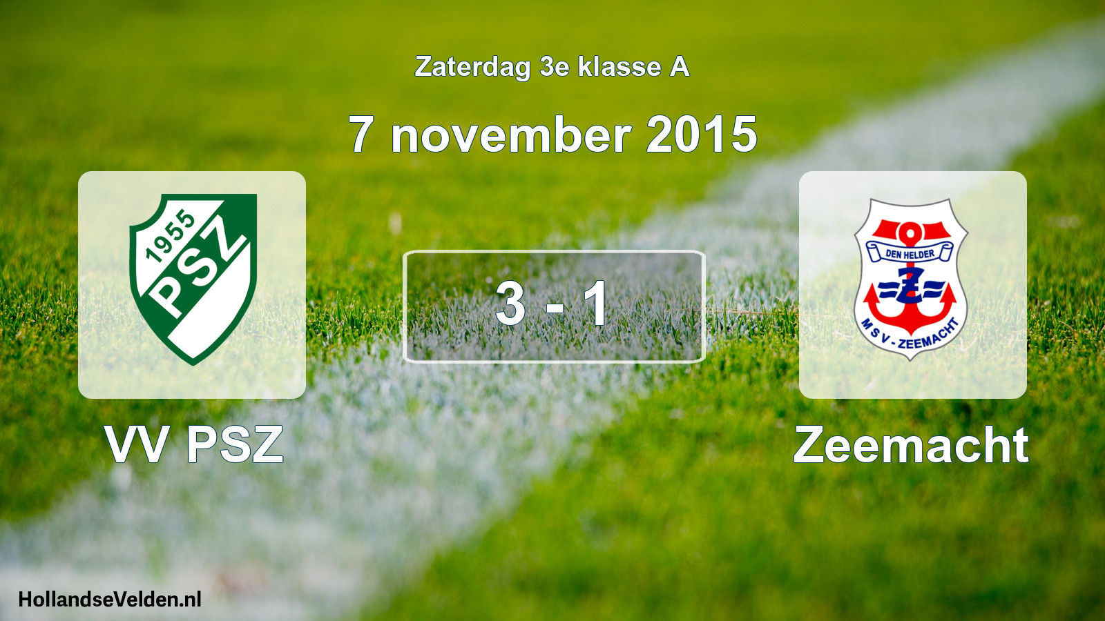 Total number of matches played: VV PSZ - Zeemacht 3 - 1 (7 November 2015)