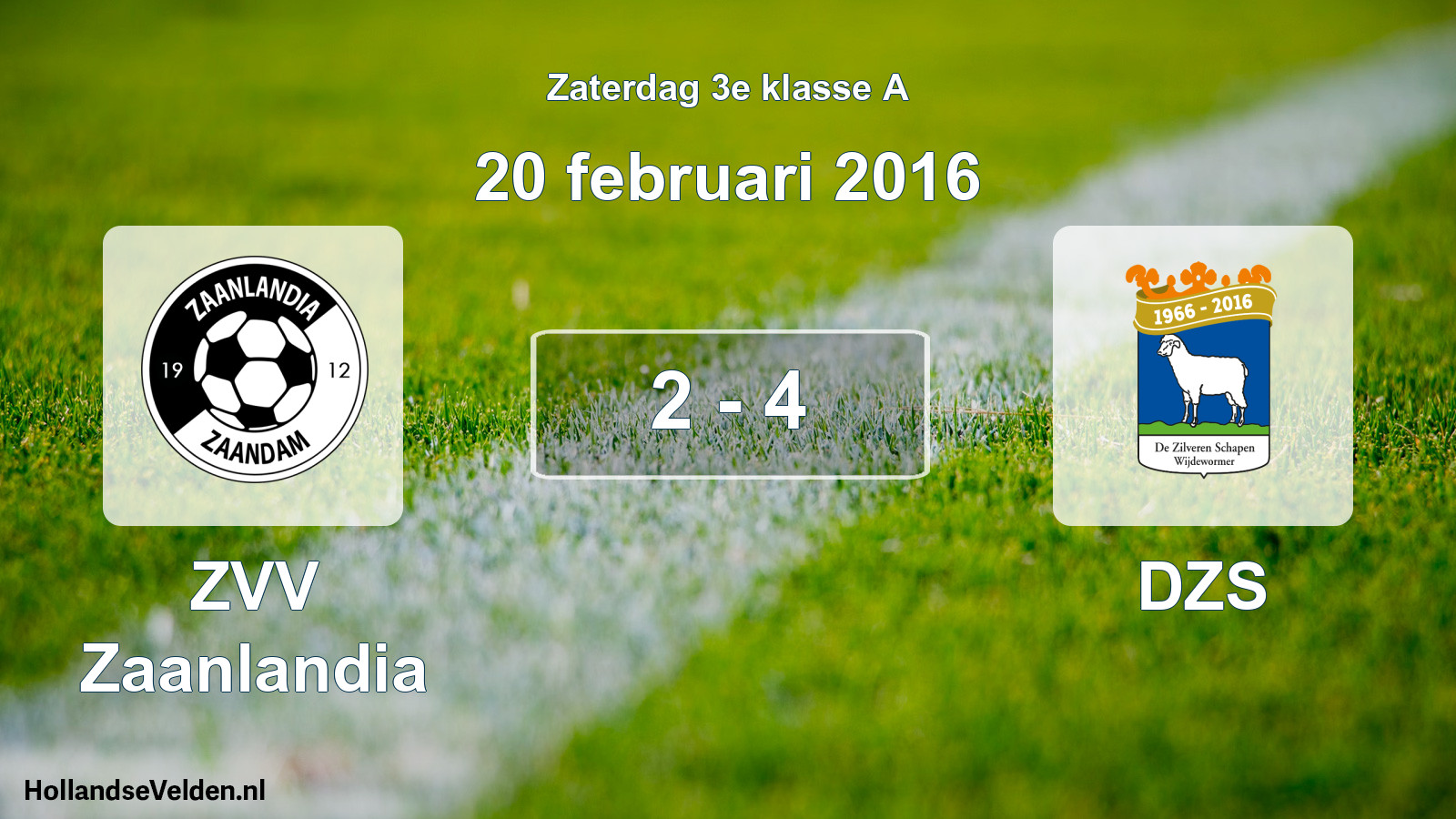 Total number of matches played: ZVV Zaanlandia - DZS 2 - 4 (20 February 2016)