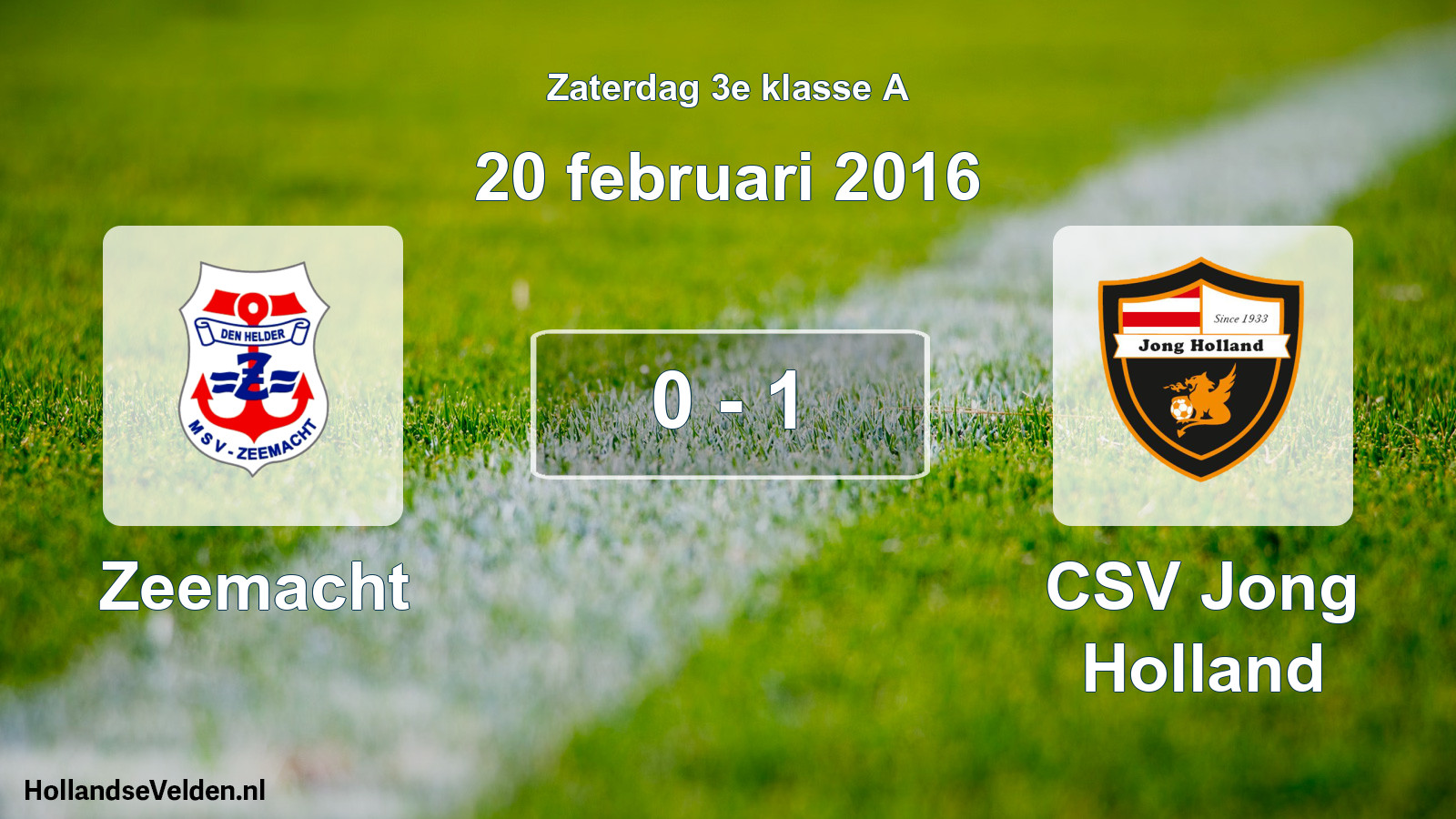 Total number of matches played: Zeemacht - CSV Jong Holland 0 - 1 (20 February 2016)