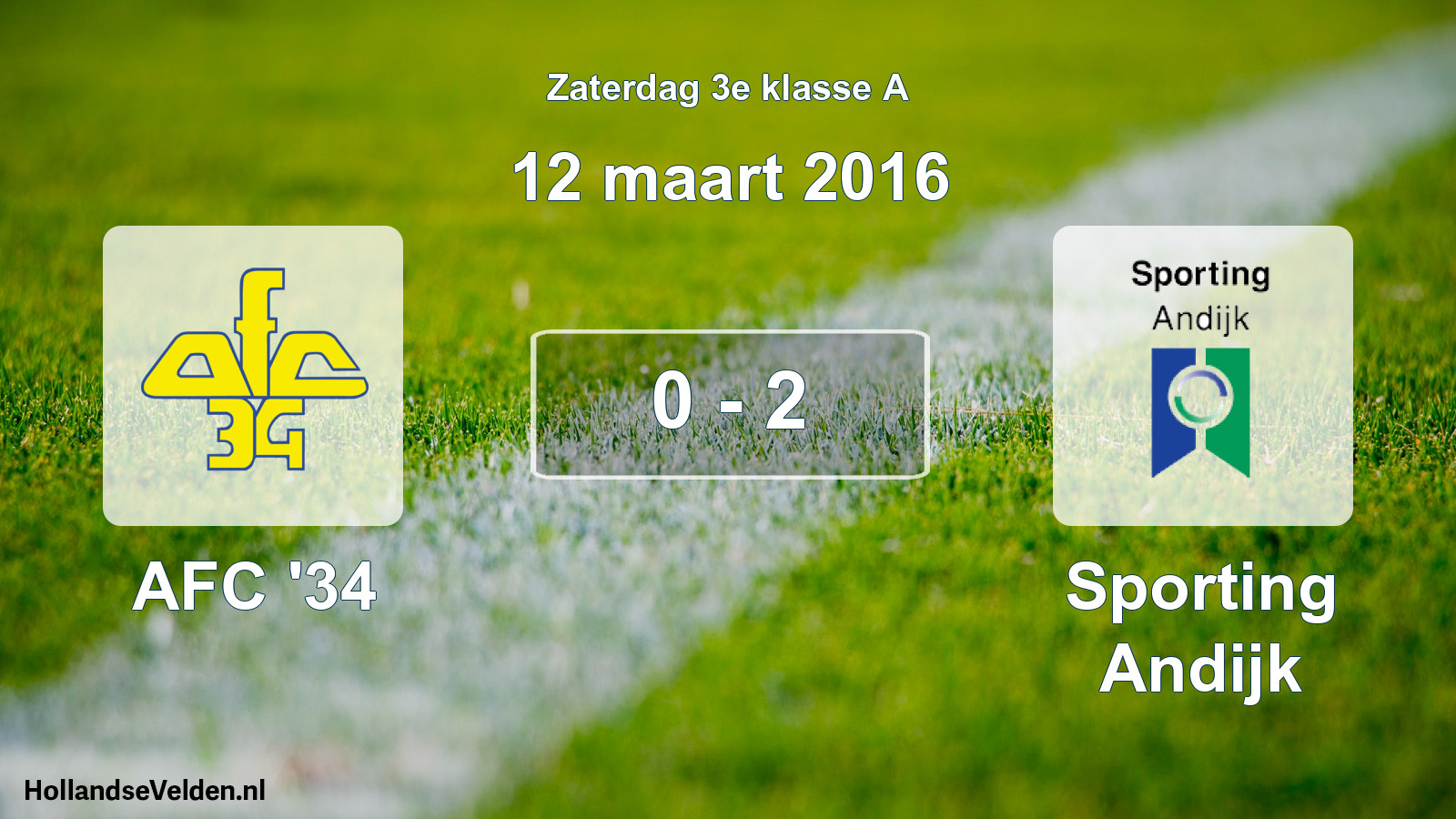 Total number of matches played: AFC '34 - Sporting Andijk 0 - 2 (12 March 2016)