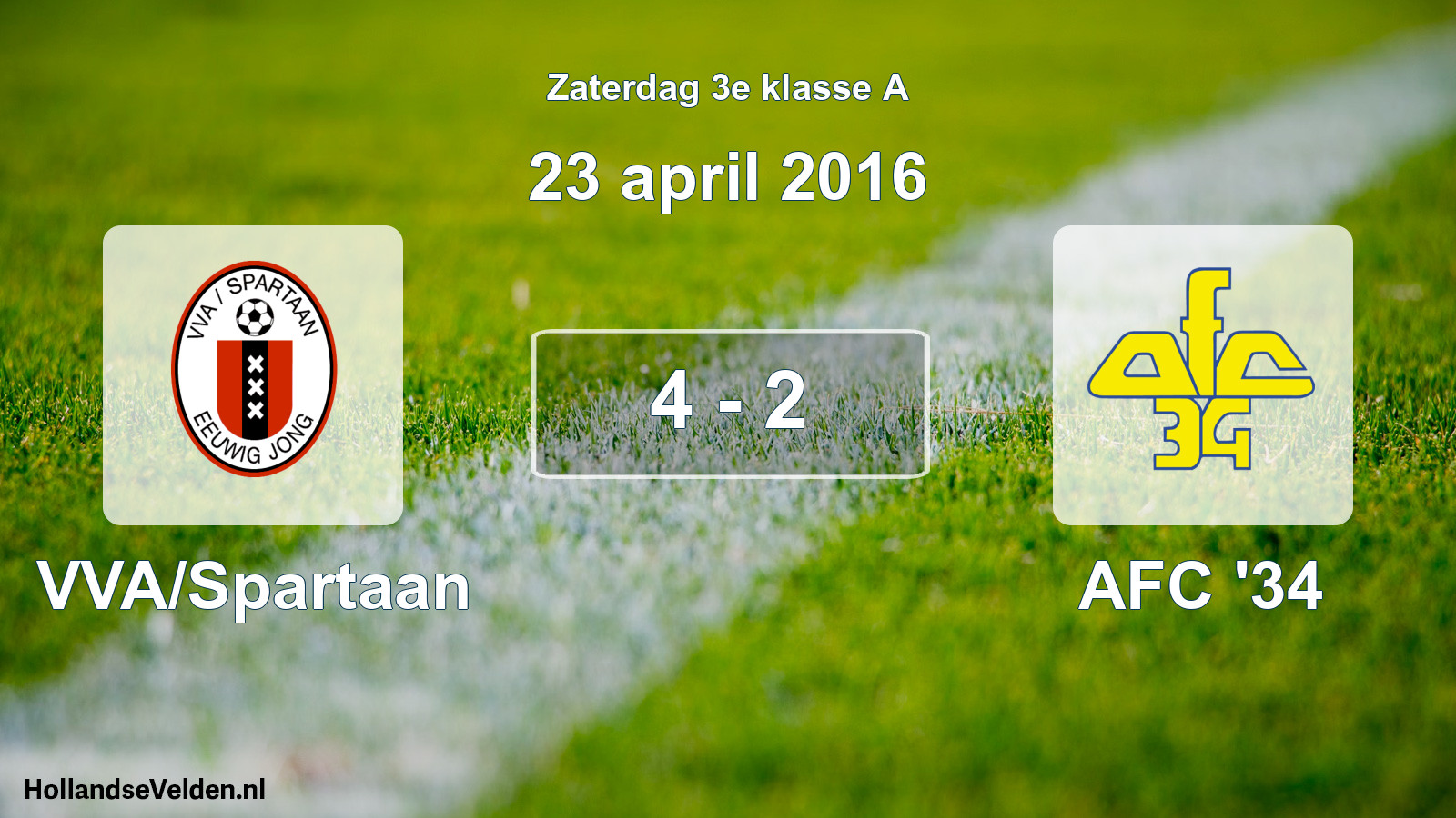 Total number of matches played: VVA/Spartaan - AFC '34 4 - 2 (23 April 2016)