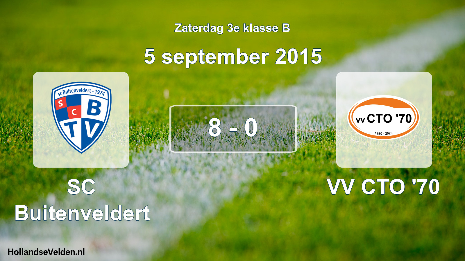 Total number of matches played: SC Buitenveldert - VV CTO '70 8 - 0 (5 September 2015)