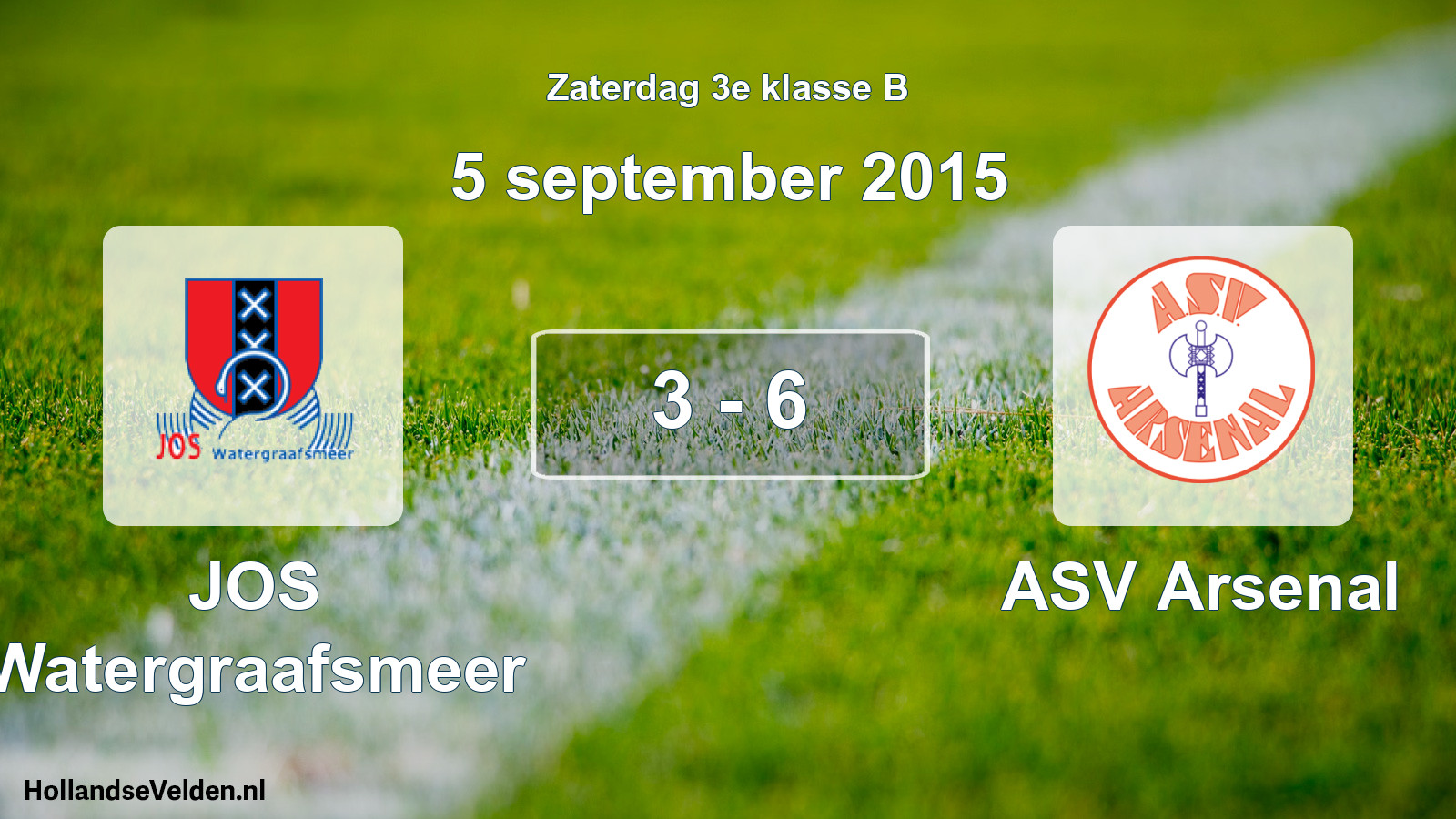 Total number of matches played: JOS Watergraafsmeer - ASV Arsenal 3 - 6 (5 September 2015)